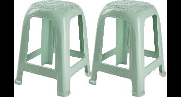 PlasticForte Keukenkrukje/opstapje - 2x - Handy Step - mintgroen - kunststof - 37 x 37 x 46 cm