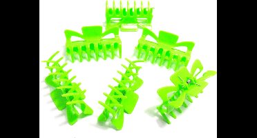 6 grote haarklemmen 9 cm felgroen