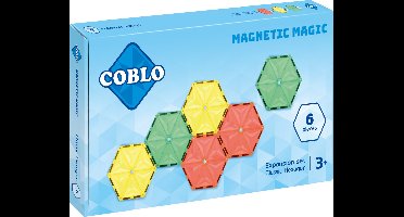 Coblo Uitbreidingsset - 6x Zeshoek - Magnetisch speelgoed - Montessori speelgoed - Magnetische tegels - STEM speelgoed - Cadeau kind - Speelgoed 3 jaar t/m 12 jaar