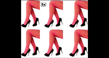 6x Netpanty fluor roze - Neon/fluor net panty - Festival themafeest dans feest party fun