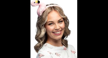 Boland - Pluche diadeem Flamingo - Één maat - Kinderen en volwassenen - Unisex - Hawaii - Themafeest