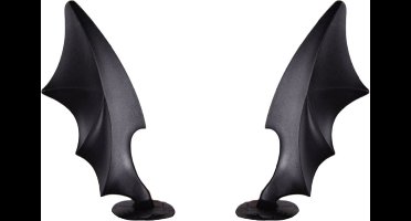 Duivel Vleugels Zwart- Helmen - Hoorns - Motor - Scooter - Universeel - Accessoires