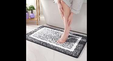 40 x 60 cm Microfiber Zachte Badmat, Antislip Badkamermat Machinewasbaar, Douche Waterabsorberend Badkleed Duurzame Vloermatten (Donker Grijs)