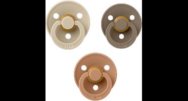Bibs fopspeen 0-6 maand set 3 stuks Dark Oak, Vanilla en Desert Sand maat 1