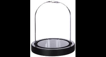 Ideas 4 Seasons Decoratie stolp - glas - houten zwart plateau - D12 x H13 cm