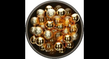 Decoris Kerstballen - 25x stuks - goud - 6 cm - kunststof - onbreekbaar - kerstversiering