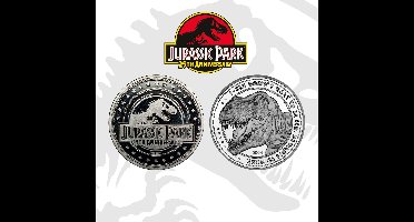 FaNaTtik Jurassic Park - Jurassic Park Collectable Coin 25th Anniversary TRex Silver Edition Verzamelobject - Zilverkleurig
