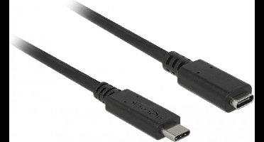 Premium USB-C naar USB-C verlengkabel - USB3.2 (tot 10 Gbit/s) - PD tot 20V/3A - video tot 4K 60Hz / zwart - 0,50 meter