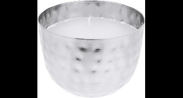 Kaars - in gehamerd metaal - zilverkleurig houder - woondecoratie per 2 stuks