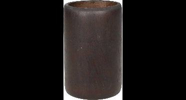 Kaarshouders/waxinelichthouders bamboe bruin 13 cm - Stompkaars uitstraling - Theelichthouders/kaarsenhouders