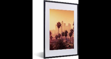 PosterMonkey - Poster - Foto met lijst - Palmboom - Los Angeles - Skyline - Zonsondergang - Kader - 40x60 cm - Posters - Poster met frame - Wanddecoratie