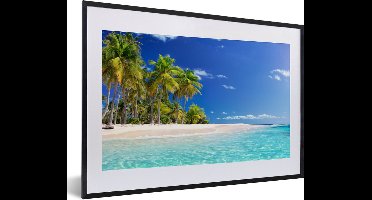 PosterMonkey - Poster met frame - Fotolijst - Strand - Zee - Palmboom - Posterlijst - 60x40 cm - Kader - Wanddecoratie - Poster natuur - Poster - Woonkamer