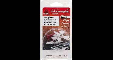Deltafix hollewandplug type c / 15mm plaat / met spaanplaatschroef grijs 4 cm 4 st.