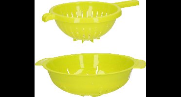 Plasticforte Keuken vergieten/zeef - set 2x - kunststof - groen - dia 23 en 25 cm