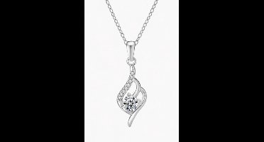Luxe ketting - verguld - Zirkonia - Stijlvolle ketting - Zilverkleurig - Roestvrijstalen -cadeau -Valentijn - Liefde - Verrassing
