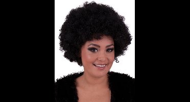 Zwarte afro pruik met krullen