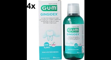 4x GUM Gingidex 0.06% Chloorhexidine Mondspoeling - Voordeelverpakking