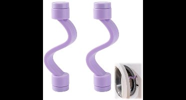 2 stuks-Deursluiting voor wasmachine - Deursteun voor wasmachine - Deurstopper - Ventilatie en geurpreventie - Magnetische sluiting - Wasmachineaccessoires - Geschikt voor wasmachines en drogers - Paars - 10*2*2 cm