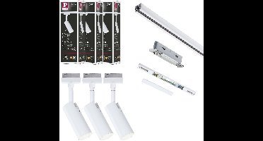 URail Railspot Tubo Startersset 3x150lm 3x4W 3000K dimbaar 230V Signaalwit