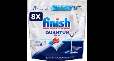 8 x Finish Powerball - Quantum All in 1 - Vaatwastabletten - Stralende Glans - 18 Tabletten