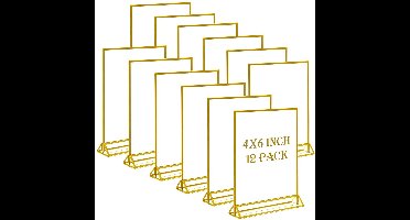 12-pack Acryl Bordhouder 4 X 6, Dubbelzijdige Gouden Fotolijst Staande Tafelbordhouders, Transparante Displaystandaard, Menu-flyerhouder Voor Bruiloftsfeesten