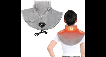 Grijze draagbare USB-verwarmingspad voor nek en schouders, 3 vibratiestanden en warmteniveaus, snel opwarmen in 60 seconden, voor iedereen die ontspanning en comfort zoekt.