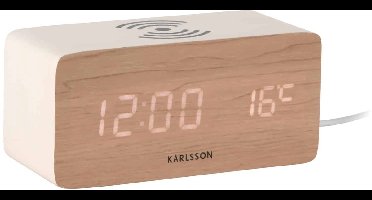 Karlsson Wekker Block - Wit - 7.4x15x7.1cm - Modern - Wekker voor slaapkamer - Wekkers