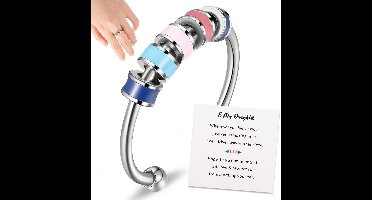 1x Fidgetring - Anti-Stress Ring - Angst Ring - Verstelbare Ring - Kralen Ring -Beads Ring - Rvs Ring - Open Ring Met Kraaltjes, Antistress-Fidget Spinner-Ringen Met Veelkleurige Kraaltjes Voor Dames En Heren, Tegen Stress