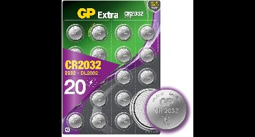 GP Extra Lithium CR2032 batterij - 20 stuks knoopcel batterijen CR2032 3V (CR 2032 batterij, DL2032)