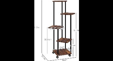 Plantenrek – Plantenstandaard – Plantentafel – Plantentrap – Bloemenrek – 5 Laags – Hout en Staal – Gestaggerd Ontwerp – Voor Binnen & Buiten