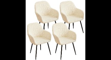 4 stuks stretch stoelhoezen met gebogen rugleuning, afneembare eetkamerstoelhoezen, wasbare bureaustoelhoezen, moderne decoratieve stoelhoezen voor kaptafels, eetkamers, kantoren en hotels, Gebroken wit