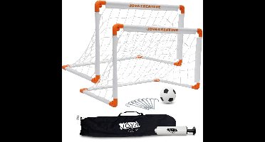 Voetbaldoel Set van 2 - Inclusief Voetbal, Ballenpomp en Draagtas - 90 x 60 x 60 cm - Voetbalgoals voor Kinderen - Voetbaldoeltjes - Opvouwbaar met Kliksysteem - Joya Creative