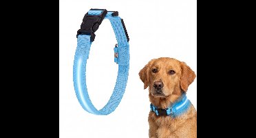 Lichtgevende Halsband Hond - LED Hondenhalsband Oplaadbaar - Regenbestendige Halsband voor Nachtwandeling - Verstelbare Lengte Puppy Halsband - Licht Halsband Extra Veilig - Hondenhalsband met Verlichting - Dog Collar Light - Blauw - Silvergear