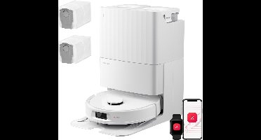 Roborock Qrevo S Pro Set-Robotstofzuiger–Alles-in-één multifunctioneel dockingstation–18500 Pa zuigkracht–Antiklitsysteem-Reactive Tech Obstakelvermijding-Intensieve tapijtreiniging 10 mm Dweilverhoging–Twee roterende dweilpads–Roborock app controle