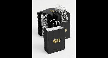 200 x Papieren Draagtassen - papier tasjes - 200 stuks - Zwart - 20.8 x 11 x 27 cm - Draagkracht 3kg - Paper bag