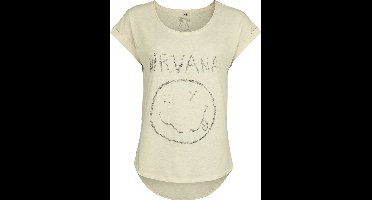 Nirvana Smiley Dames T-shirt - zand - M
