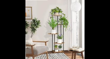 Sierra, voor binnen, hoge 5-laagse plantenplank, hoekrek voor bloempotten, metalen plantenrek voor meerdere planten