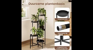 Sierra, Bloemenstandaard 5 Etages Plantenstandaard Binnen Buiten Metaal Hoekrek Voor Meerdere Planten Zwaargewicht Plank voor Tuin Balkon Woonkamer Slaapkamer