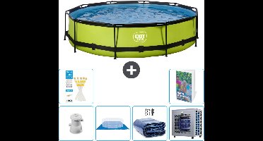 EXIT Rond Lime Frame Zwembad - 360 x 76 cm - Inclusief Pomp Grondzeil - Solarzeil - Warmtepomp - 7-delig