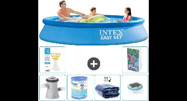 Intex Rond Opblaasbaar Easy Set Zwembad - 305 x 61 cm - Blauw - Inclusief Pomp Filter - Solarzeil - Verlichting - 7-delig