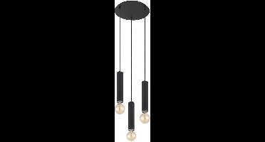 Hanglamp hanglamp 3 vlammen hout eettafellamp woonkamer cluster hanglamp, zwart, 3x E27, DxH 35 x 160 cm