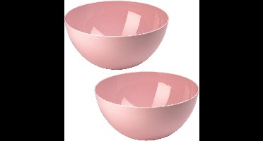 Plasticforte Serveerschaal/saladeschaal - 2x stuks - D28 x H14 cm - kunststof - roze