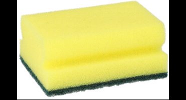 12x 6 Pannensponsen hoekig 41 cm x 95 cm x 68 cm geel/groen met greep schurend