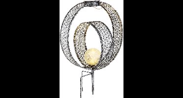 Solarlamp oosterse wereldbol decoratieve tuinlamp op zonne-energie metaal voor buiten, craquelé glas, grondspies, 1x LED 0.06W warm wit, LxBxH 30x20x42 cm