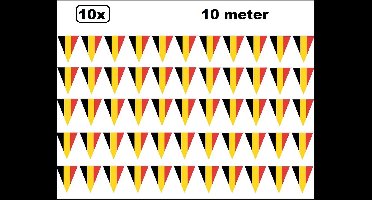 100 meter vlaggenlijn zwart/geel/rood 3 kleur - 10x vlaggenlijn 10 meter - Belgie Festival party verjaardag thema feest versiering vlaglijn