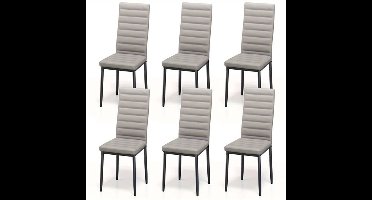 Eetkamerstoelen Set 6 – Stoelen – Dining Stoelen – Keukenstoelen – Kunstleren Stoelen – Lichtgrijs – Ergonomisch Design – Hardhouten Frame