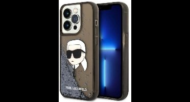 Karl Lagerfeld Glitter Karl Head - iPhone 14 Pro Hoesje - Zwart - Glitter - Beschermend