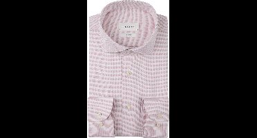 Profuomo slim fit heren overhemd - structuur - roze - Strijkvrij - Boordmaat: 44