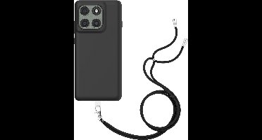 Just in Case hoesje met koord geschikt voor Motorola Edge 60 Pro Hoesje met Koord - Flexibele Case - Zwart