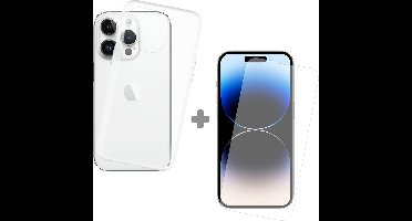 Just in Case soft TPU Hoesje + Tempered Glas Screenprotector geschikt voor iPhone 14 Pro - Transparant